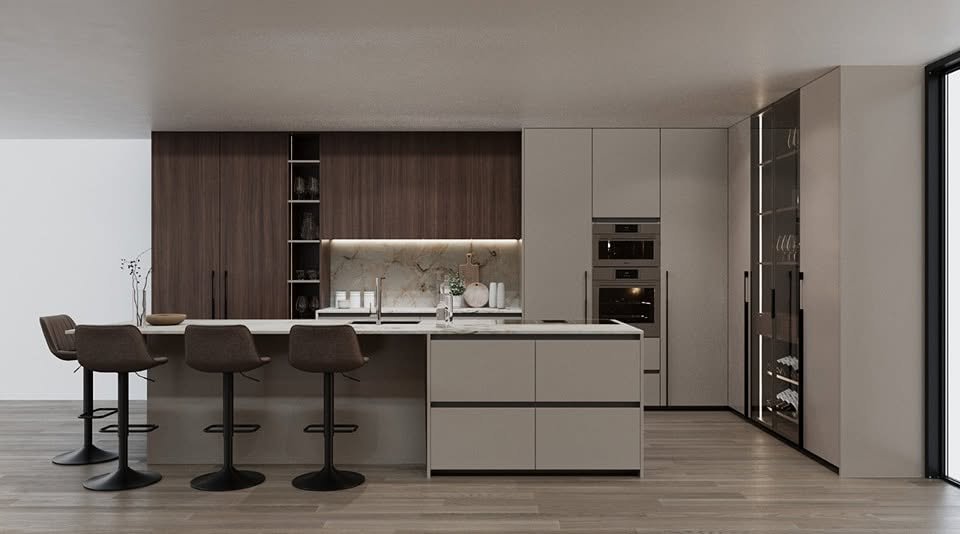 Cozinha em Nogueira e Taupe